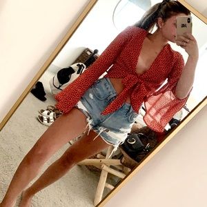 Urban Outfitters red star blouse